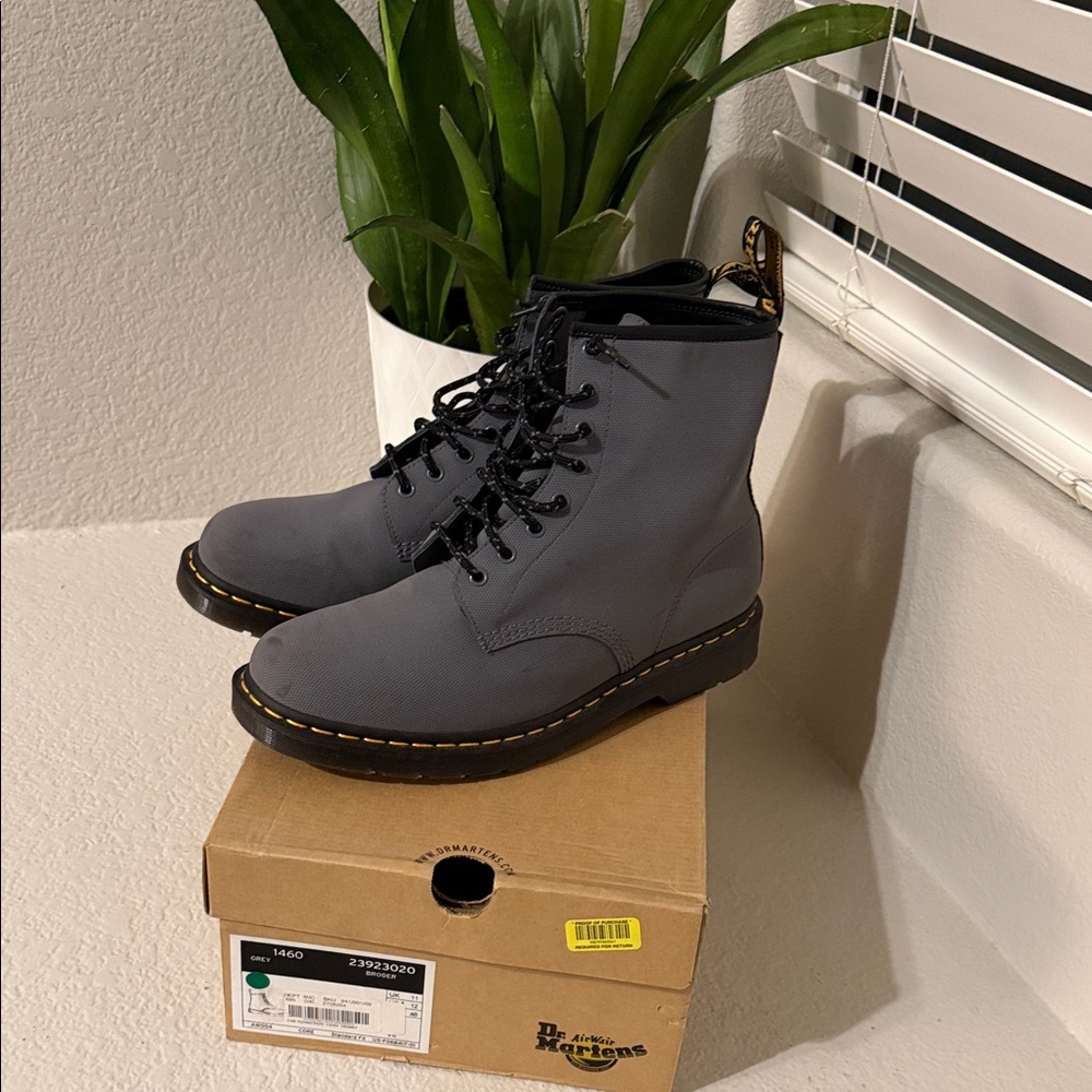 Dr. Martens Gray Lace-Up Boots 1460
